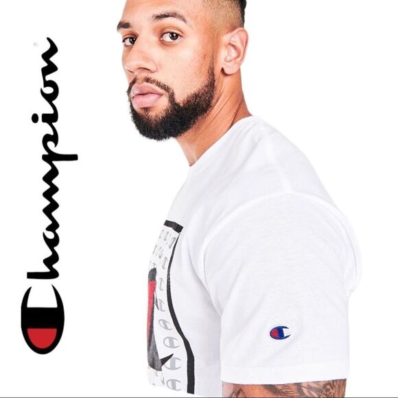 NEW Champion Men's White Tab Graphic T-Shirt Shirt Tee L - Picture 2 of 3